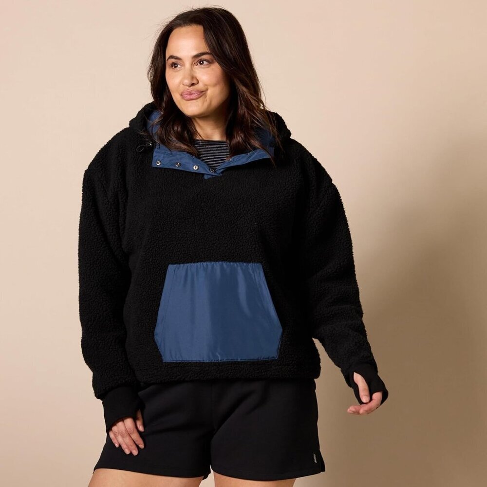 Amazon Essentials Women's Teddy Fleece Quarter Button Hooded Jacket -2XL